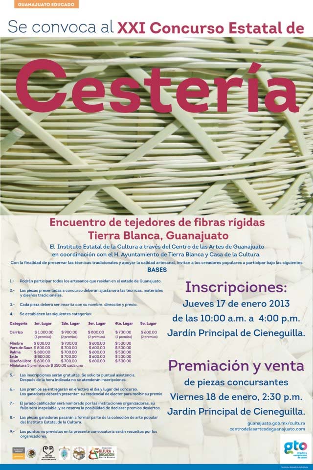 Convoca IEC a concurso de cestería