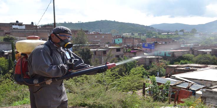 Nebulizan panteones para evitar dengue