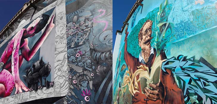 Artistas grafiteros de Guanajuato y Nuevo León en la Plaza de Toros de la ciudad