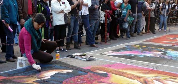 Madonnari colorido en Guanajuato