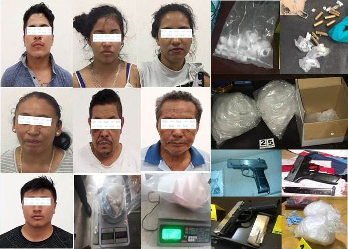 Detienen a 7 personas con miles de dosis de droga y armas