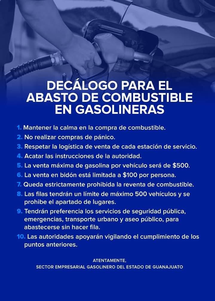 Emiten decálogo de actuación para las gasolineras