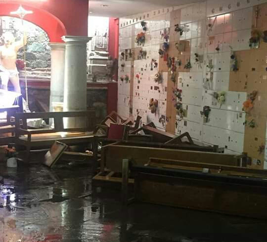 Fuga de agua afecta criptas del templo de Belén