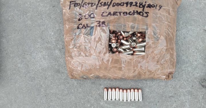 Persona transportaba más de ocho mil cartuchos de balas de uso exclusivo