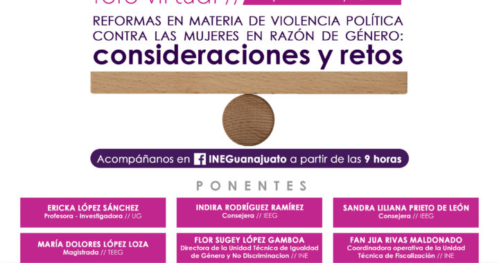 Hará INE foro virtual sobre reformas en materia de violencia política contra las mujeres