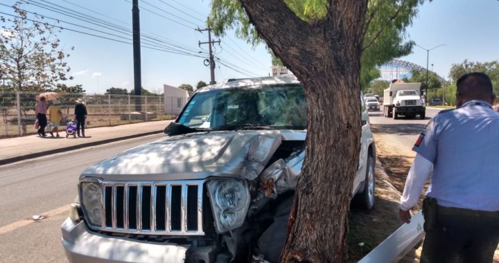 Mujer choca camioneta contra árbol