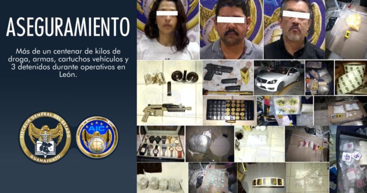 Aseguran 100 kilos de drogas y detienen a tres
