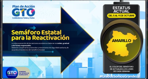 Oficialmente mañana inicia semáforo amarillo en Guanajuato