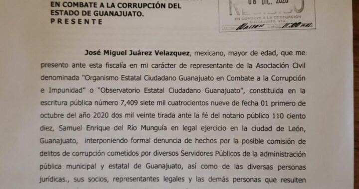 Presenta denuncia Observatorio Estatal