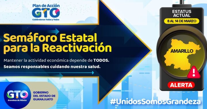 Pasa GTO a Amarillo con Alerta, a partir de este lunes