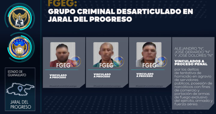 Desarticulan grupo criminal de Jaral del Progreso