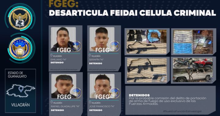 Asegura Fiscalía armas de fuego de uso exclusivo del ejército