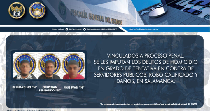 Quedan en prisión 3 sujetos, enfrentan cargos por intentar asesinar a policías de Salamanca
