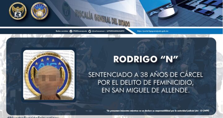 Feminicida es enviado a cumplir una condena de 38 años en la cárcel
