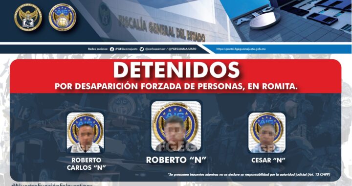 Detienen a mando policial de Romita, y a dos elementos en activo de la corporación
