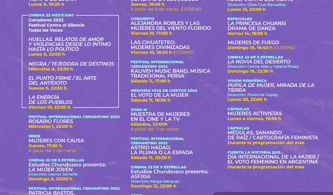 Cine, música, danza y más en la programación de Canal 22 por el Día Internacional de la Mujer