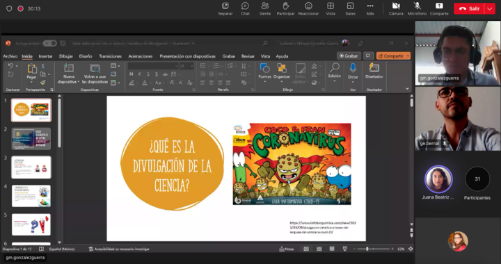 Comunidad académica del CNMS toma taller virtual “Cómo elaborar un artículo científico de divulgación”