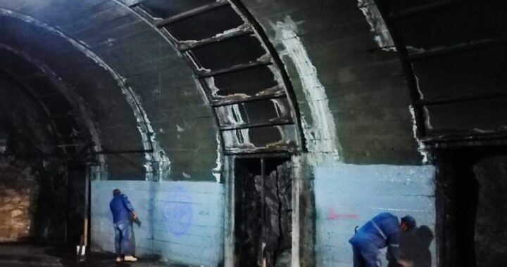 Pinta Dirección de Mantenimiento el túnel Tiburcio Álvarez por seguridad vial