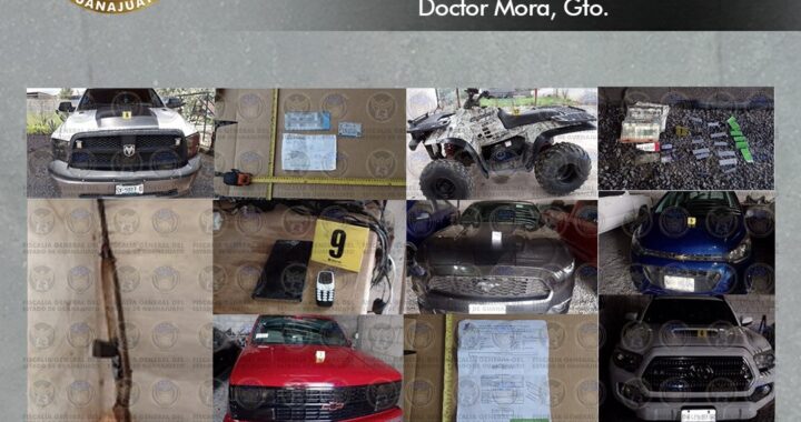 Asegura finca con vehículos robados, armas y equipos de comunicación en Doctor Mora