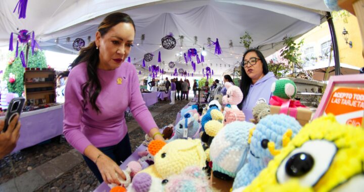 Inaugura Samantha Smith el Bazar Violeta navideño