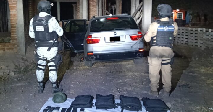Aseguran vehículo y arma en Guanajuato