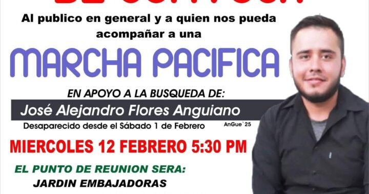 Autoridades municipales buscan José Alejandro, está reportado como desaparecido