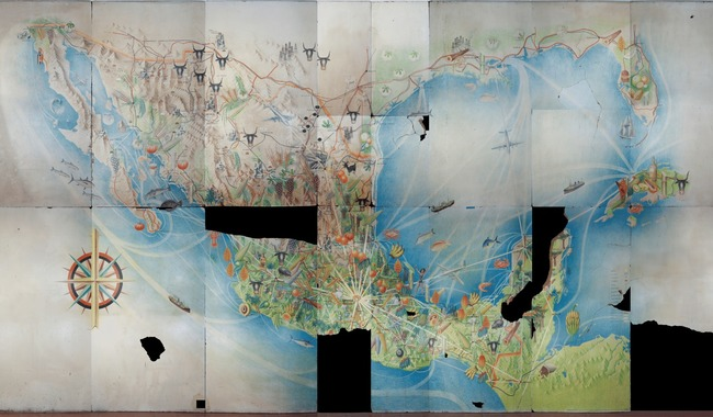 EL INBAL RESTAURA EL MURAL MAPA DE PRODUCCIÓN DE LA REPÚBLICA MEXICANA DE MIGUEL COVARRUBIAS