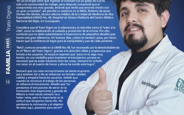 Egresado UG es reconocido por su espíritu de servicio y trato digno en el IMSS